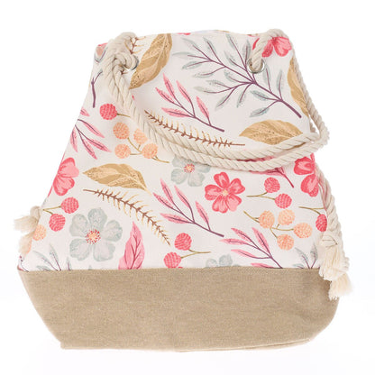 Back view of Blessed canvas tote bag with natural rope handles showing clean design and durable construction - versatile Christian tote bag for carrying books, groceries and everyday essentials