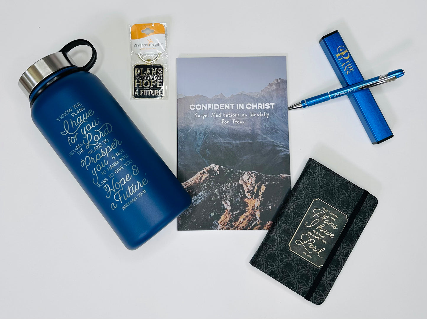I Know the Plans Teen Boy Blessing Box - Faith Devotional, Notebook, Water Bottle, Pen & Keychain