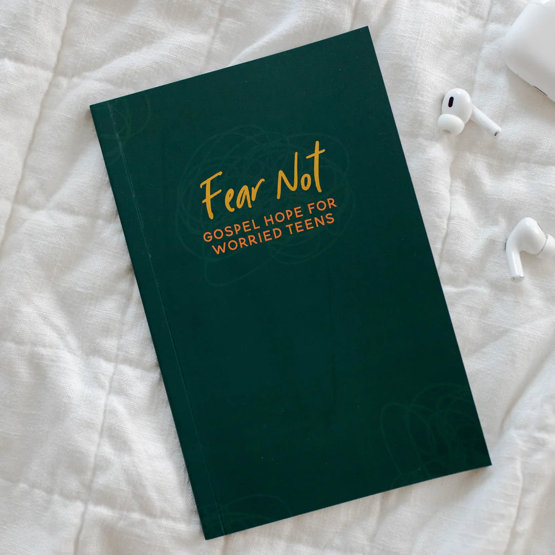 Front cover of Fear Not Gospel Hope for Worried Teens devotional in green included in Fear Not Teen Girl Blessing Box
